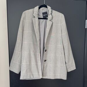 Madewell Women's Checkered Blazer - Gray and White